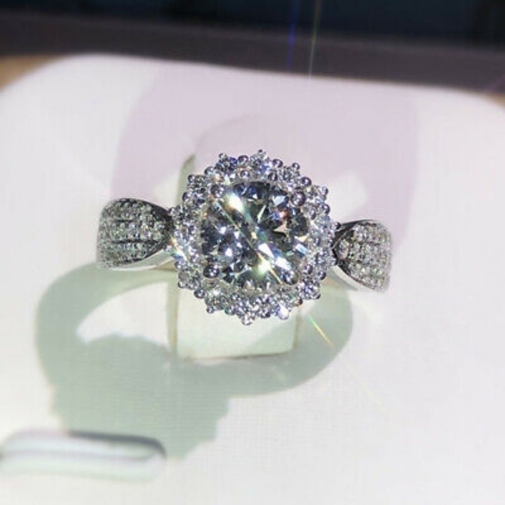 Women Gorgeous 925 Silver Filled Ring Cubic Zircon